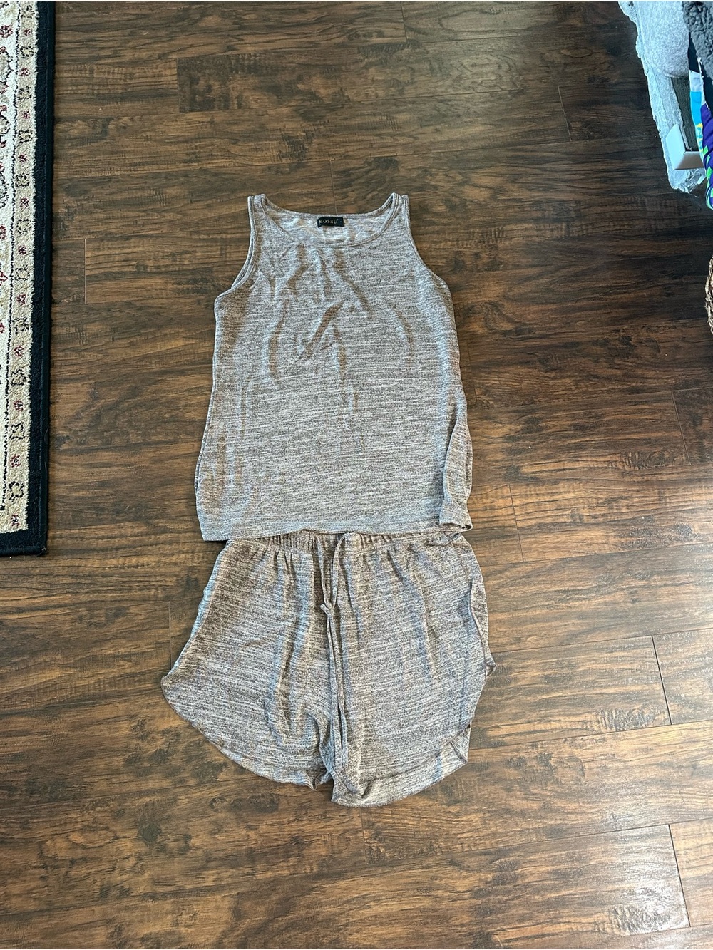 Cozy Neutral Tank & Shorts Lounge Set - Light Brown